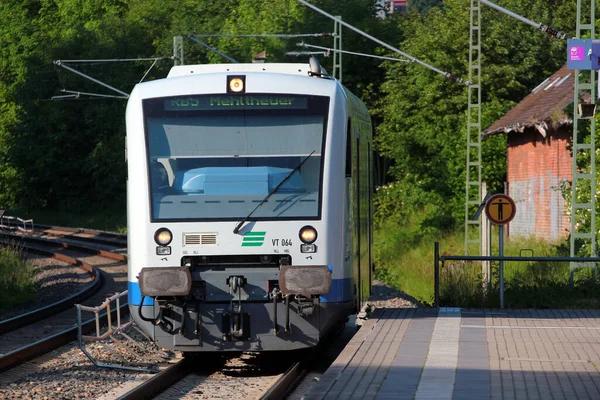 Jocketa Alemania Junio 2023 Tren Regional Vogtlandbahn Llega Estación Jocketa — Foto de Stock
