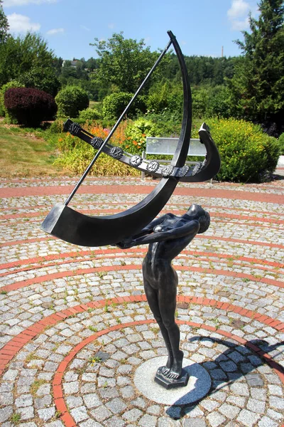 Bad Schlema Tyskland Juli 2023 Skulptur Och Solur Kurpark Bad — Stockfoto