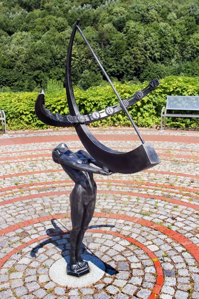 Bad Schlema Tyskland Juli 2023 Skulptur Och Solur Kurpark Bad — Stockfoto