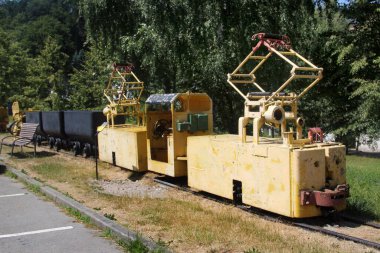 Old mining tools and equipment in Bad-Schlema, Saxony, Germany. The former mining town in the Ore Mountains was the main site for exctraction of uranium.