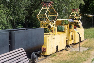 Old mining tools and equipment in Bad-Schlema, Saxony, Germany. The former mining town in the Ore Mountains was the main site for exctraction of uranium.