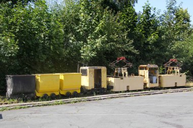 Old mining tools and equipment in Bad-Schlema, Saxony, Germany. The former mining town in the Ore Mountains was the main site for exctraction of uranium.