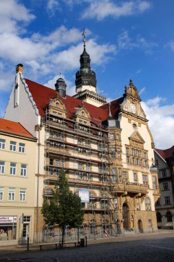 Werdau, Almanya - 26 Temmuz 2023: Saksonya 'da Landkreis Zwickau' da bir kasaba olan Werdau Belediyesi ve eski tekstil ve otomobil üretim merkezi.