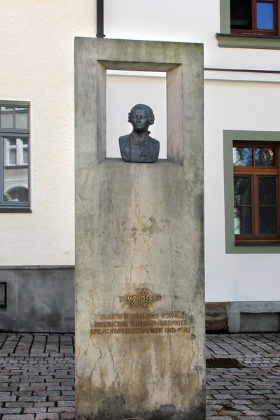Freiberg Allemagne Août 2023 Monument Mikhaïl Lomonosov Scientifique Russe Fondateur — Photo