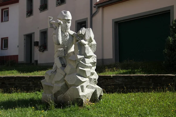 Freiberg August 2023 Skulptur Eines Bergarbeiters Von Sebastian Haupt Teil — Stockfoto