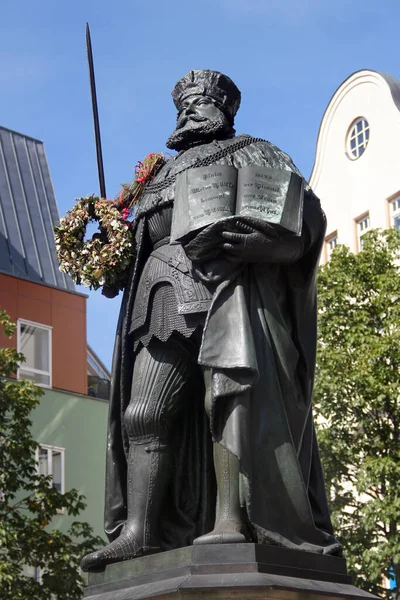 Jena Alemanha Setembro 2023 Estátua João Frederico Eleitor Saxônia Fundador — Fotografia de Stock