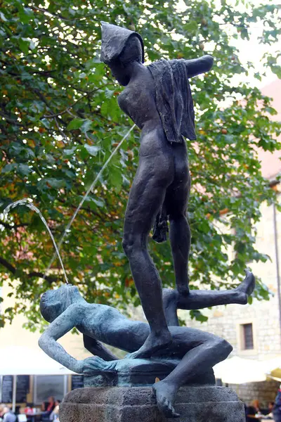 Erfurt Alemania Octubre 2023 Raufende Knaben Fighting Boys Una Escultura — Foto de Stock