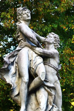Bayreuth, Almanya - 13 Ekim 2023: Eremitage 'deki heykeller (Hermitage), tarihi bir saray kompleksi ve çeşmeli bahçe, 1715 yılında Bayreuth' ta inşa edildi.