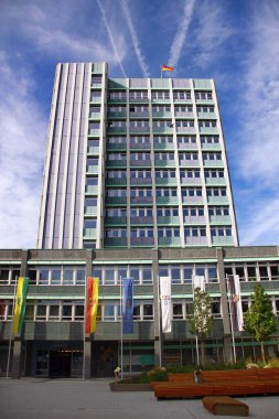 Bayreuth, Almanya - 13 Ekim 2023: Neues Rathaus, veya New Town Hall of Bayreuth, Kuzey Bavyera 'da bir kasaba ve Yukarı Franconia bölgesinin başkenti..