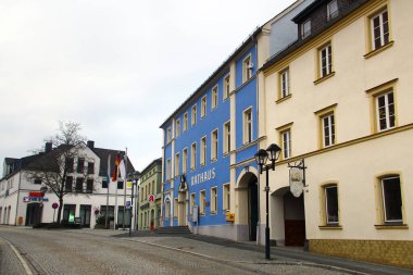 Naila, Germany - March 10, 2024: Town hall of Naila, a town in the Hof district of Bavaria, Germany. It lies in the Franconian Forest on both banks of the Selbitz river. clipart
