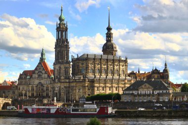 Dresden, Germany - June 16, 2024: Canaletto's view of the Old Residential Castle across the Elbe River in the Old Town of Dresden, Saxony clipart