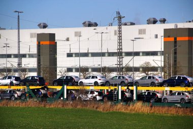 Mosel, Almanya - 25 Mart 2024: Volkswagen Zwickau-Mosel Santrali, Almanya 'nın Zwickau eyaletinde yer alan Volkswagen Sachsen otomobil fabrikası. 2019 'dan beri elektrikli araçlar üretiyor..