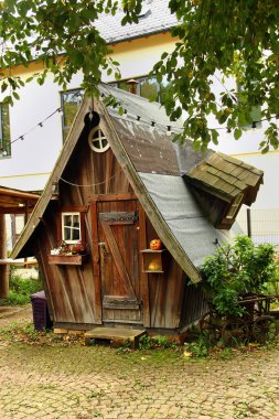 Plauen, Germany - October 10, 2023: Weberhaeuser, or Weaver's Houses, historical 500-year old houses outside the city walls of Plauen, now the museum and cultural center for artisans and artists clipart