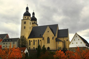 Plauen, Saksonya, Almanya 'nın tarihi merkezindeki St. Johannis Kilisesi manzarası