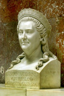 Donaustauf, Germany - October 26, 2024: Bust of Empress Catherine II of Russia at Walhalla, the Bavarian hall of fame near Regensburg dedicated to distinguished figures in German history clipart