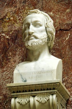 Donaustauf, Germany - October 26, 2024: Bust of the Holy Roman Emperor Frederick Barbarossa at Walhalla, the Bavarian hall of fame dedicated to distinguished figures in German history clipart