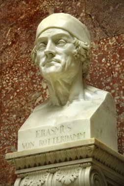 Donaustauf, Germany - October 26, 2024: Bust of Christian humanist and philosopher Erasmus of Rotterdam at Walhalla, the Bavarian hall of fame dedicated to distinguished figures in German history clipart