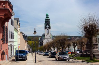 Adorf, Germany - May 8, 2023: Market square in Adorf, a small town in the Vogtlandkreis to the south-west of Saxony, Germany. clipart