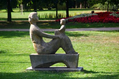 Frantiskovy Lazne, Çek Cumhuriyeti - 30 Eylül 2023: Avrupa 'nın Büyük Spa Kasabaları UNESCO Dünya Mirası Bölgesi' nin bir parçası olan Frantiskovy Lazne 'de bir heykel