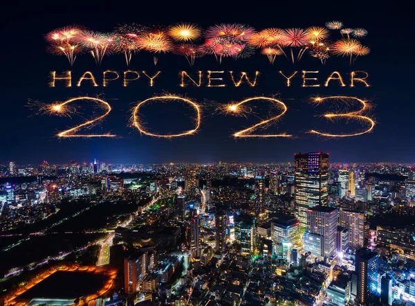 2023年日本东京夜景欢庆新年烟火 — 图库照片