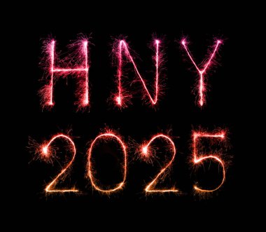 2025 (HNY) Mutlu yıllar havai fişek kutlaması Bir gecede ışıldıyor.