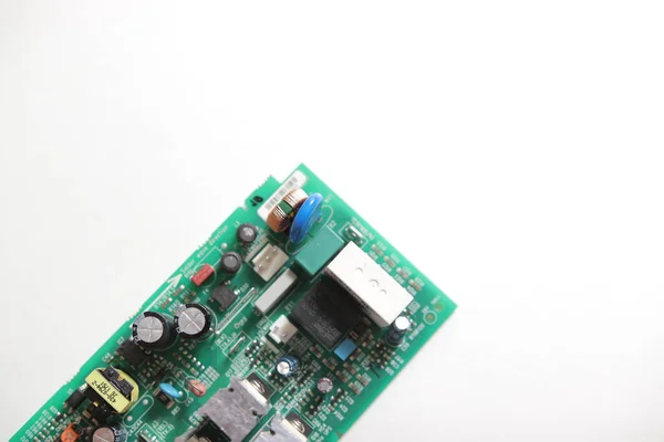 Voeding Moderne Printplaat Met Elektronische Componenten Met Transistor Pcb Detail — Stockfoto
