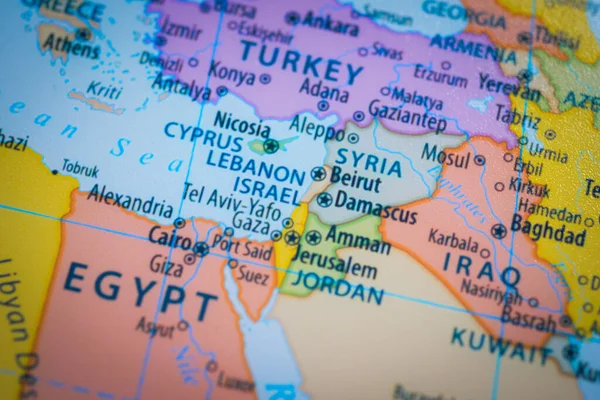 イスラエルと首都エルサレムの地図 ハマス パレスチナ イスラエル間の戦争地帯を世界地図に示しています ストック画像