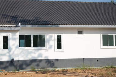 Modern ev yerleşim alanı fotoğrafçılığı banliyö çevresi dış görünüş ev tasarımı kavramının inşaat ilerlemesi