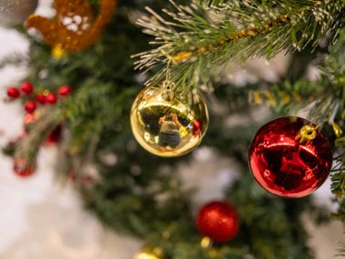 Şenlikli tatil dekorasyonları ev imajı vitrinleri, kapalı mekanlar, yakın çekim Noel ruhu.