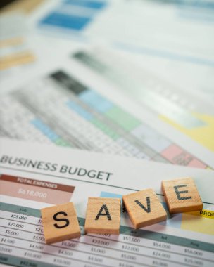 Business budget strategies saving money with insightful financial document analysis clipart