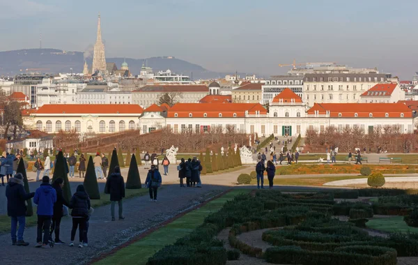Vídeň Rakousko Ledna 2023 Pohled Belvederovu Zahradu Dolní Palác Pozadí — Stock fotografie