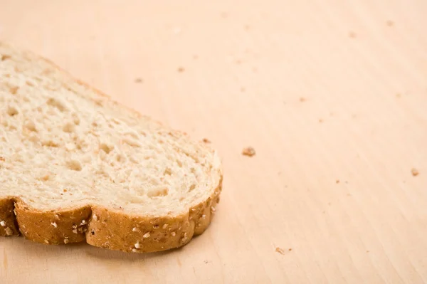 Slice Bread Wooden Table Selective Focus Shallow Depth Field — Stock Photo, Image