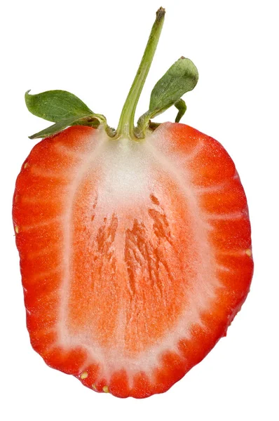 Φράουλα Φέτες Απομονωμένη Λευκό Φόντο — Φωτογραφία Αρχείου