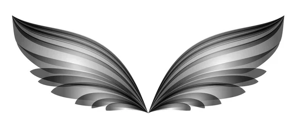 Zwarte Vleugels Grijze Vleugels Kunstvleugels Witte Achtergrond Vectorillustratie Zwart Wit — Stockvector