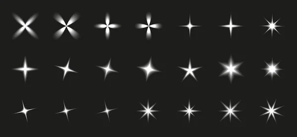 白炽星的集合 Y2K模糊的白色形状 发光的设计矢量元素 — 图库矢量图片