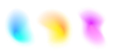  Üç renkli eğim bulanıklığı, dekoratif vektör şeffaf renk patlamaları, uzay nebulası patlamaları.