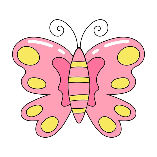 Pink Old Fashioned Butterfly Sticker Decorative Art Trendy Y2K Aesthetic — Stock Vector