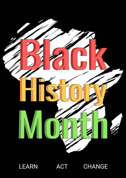 Black History Month Χαιρετισμός Λευκό Χάρτη Της Αφρικής Και Κείμενο — Διανυσματικό Αρχείο
