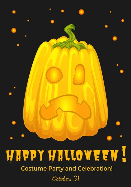 Плакат Вечеринки Хэллоуин Тыквенным Фонарем Векторное Праздничное Знамя Приветствие Приглашение — стоковый вектор