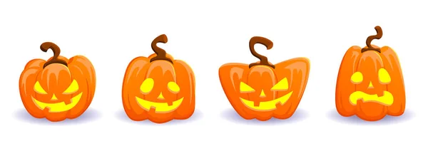 Linternas Calabaza Halloween Personajes Dibujos Animados Jack Lantern Símbolo Malvado — Vector de stock