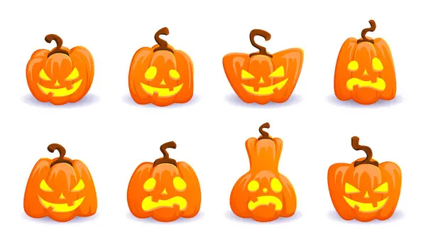 Lanternas Abóbora Halloween Personagens Desenhos Animados Jack Lantern Símbolo Mal — Vetor de Stock