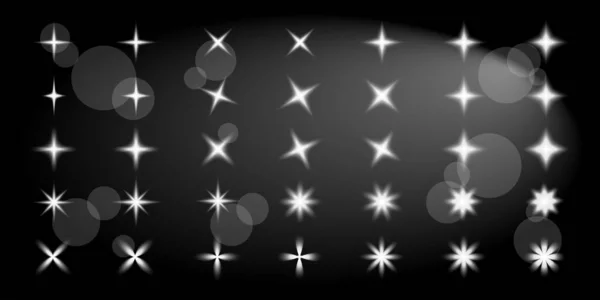 一套银白色闪亮的矢量物件 设计元素 星光闪耀的符号 奢华的审美发光装饰 — 图库矢量图片