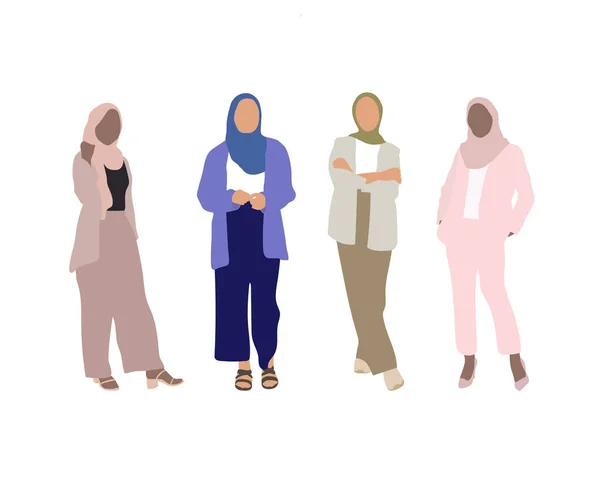Variedade Mulheres Muçulmanas Diferentes — Vetor de Stock