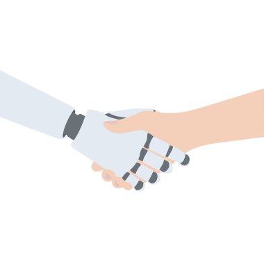 İnsan ve yapay zeka robot elleri