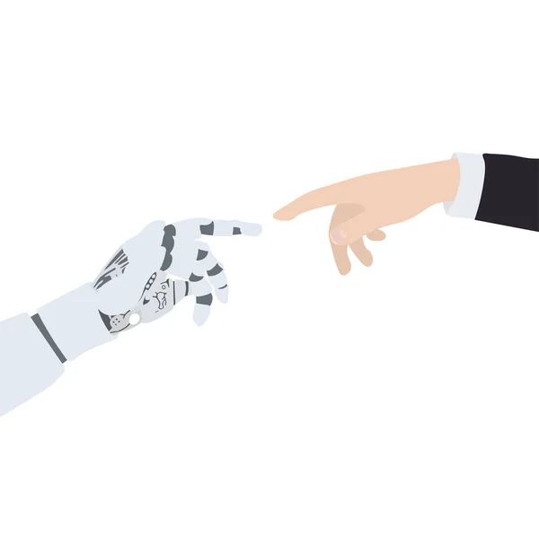 Ludzka Sztuczna Inteligencja Ręce Robota — Wektor stockowy