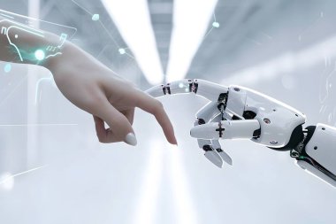 İnsan ve Yapay Zeka Robot El Bağlantısı 
