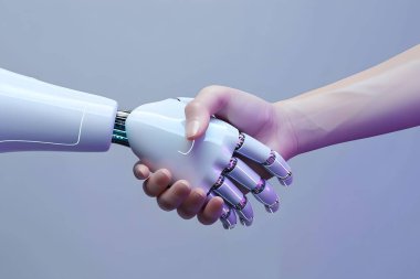 İnsan ve Yapay Zeka Robot El Bağlantısı 