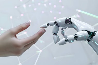 İnsan ve Yapay Zeka Robot El Bağlantısı 