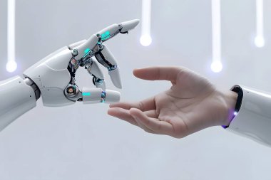 İnsan ve Yapay Zeka Robot El Bağlantısı 