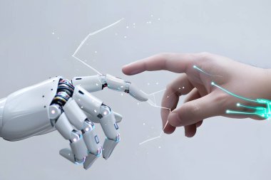İnsan ve Yapay Zeka Robot El Bağlantısı 